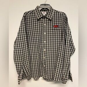 Arkansas Razorbacks Cutter & Buck Gingham Mens Long Sleeve Dress Shirt Sz L